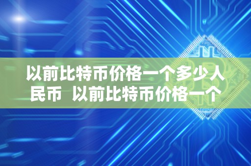 以前比特币价格一个多少人民币  以前比特币价格一个多少人民币及以前比特币价格一个多少人民币啊